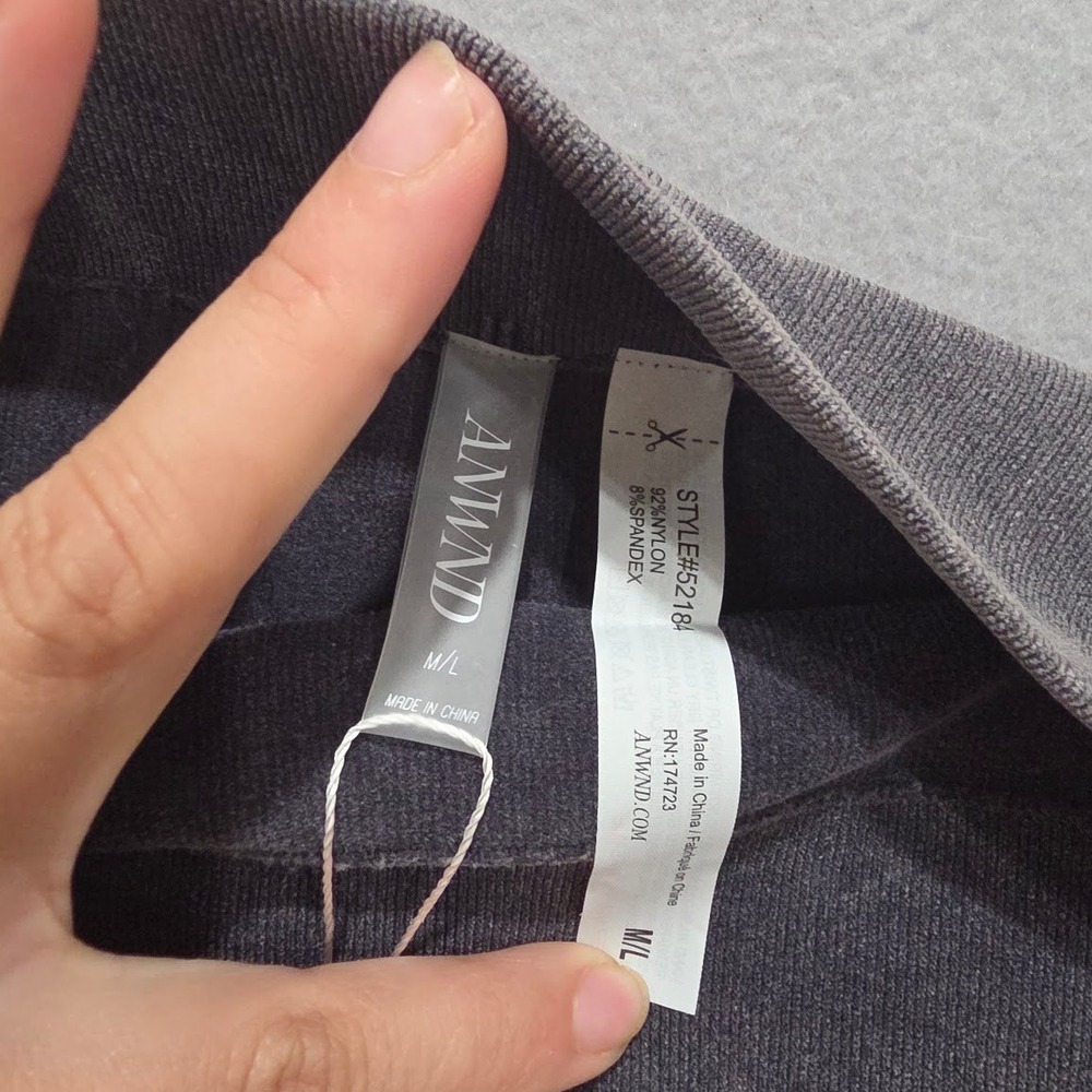 ANWND Mineral Wash Leggings Charcoal Grey High Waisted Ribbed Seamless M/L 5218I - Picture 3 of 5